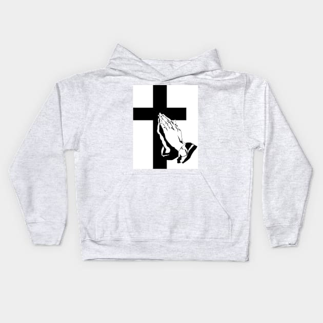 Praying Hands and Cross Kids Hoodie by vintage-glow